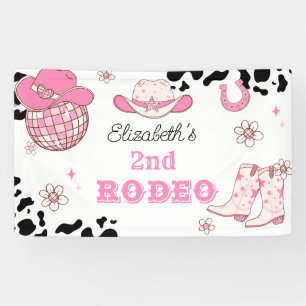 2nd Rodeo Cowgirl Western Birthday party Banner