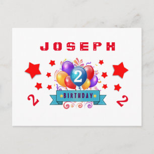 2nd Save Date Birthday Balloons and Stars S01K Announcement Postcard