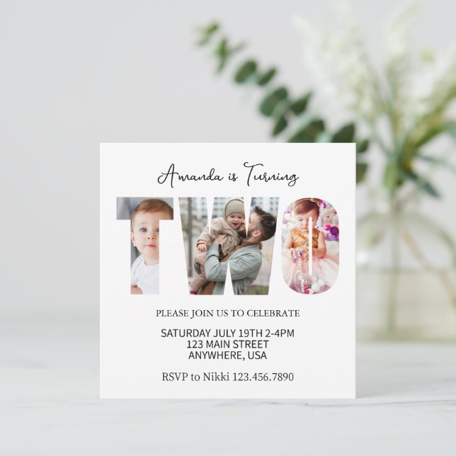 2nd Second Birthday Party Favours For Girls Boys Invitation (Standing Front)
