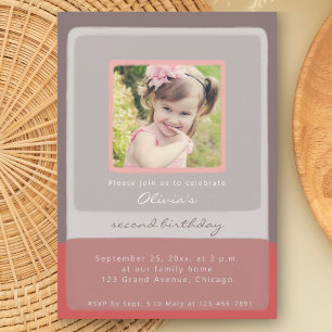 2nd second birthday pink Invitation girl photo 