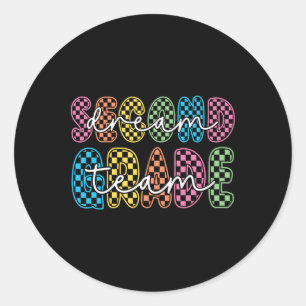 2nd Second Grade Dream Team Teacher First Day Back Classic Round Sticker