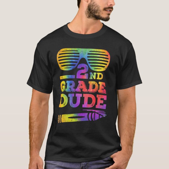 2nd Second Grade Dude Tie Dye  Back To School Boys T-Shirt (Front)