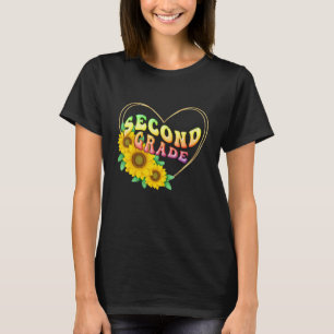 2nd second Grade Floral Heart Back To School Teach T-Shirt