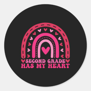 2nd Second Grade Has My Heart Valentine’s Day Teac Classic Round Sticker