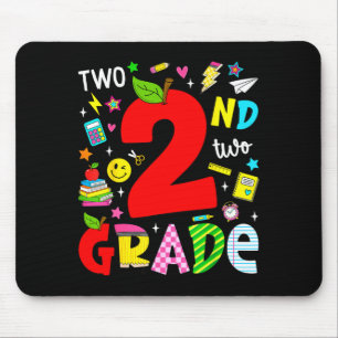 2nd second grade retro colourful back to school mouse mat