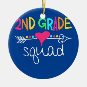 2nd Second Grade Squad kids Teachers Team Back To Ceramic Tree Decoration