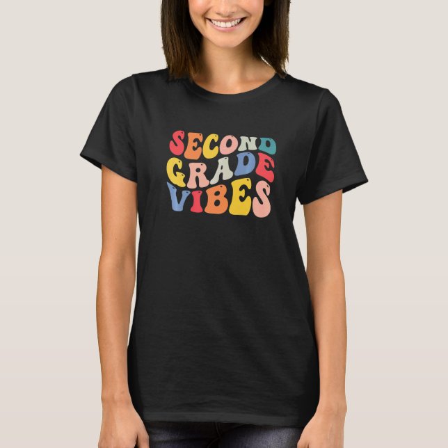 2nd second grade vibes teacher Back To School Retr T-Shirt (Front)