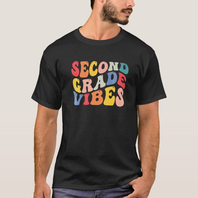 2nd second grade vibes teacher Back To School Retr T-Shirt (Front)