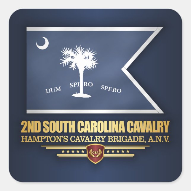 2nd South Carolina Cavalry Square Sticker (Front)