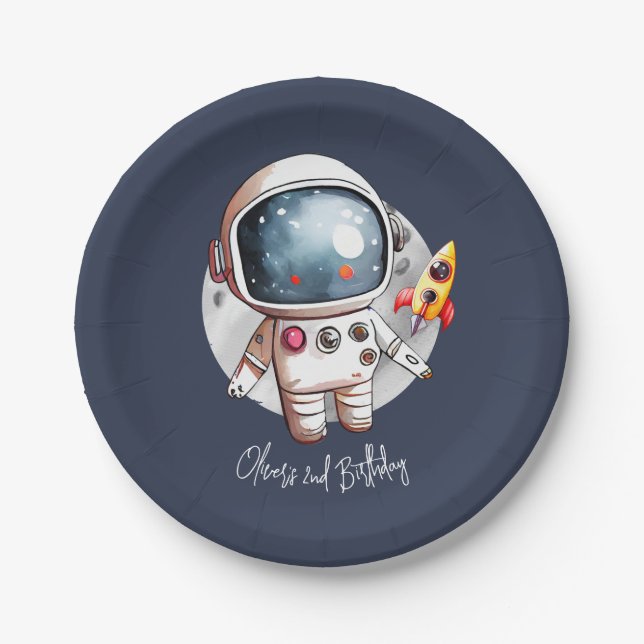 2nd Two The Moon Birthday Paper Plate (Front)