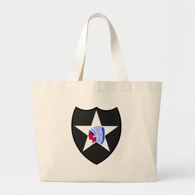 2nd U.S. Infantry Division Indianhead Large Tote Bag (Front)