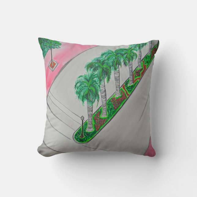 ~2nd & Washington Ave.~ South Beach Miami Throw Cushion (Front)