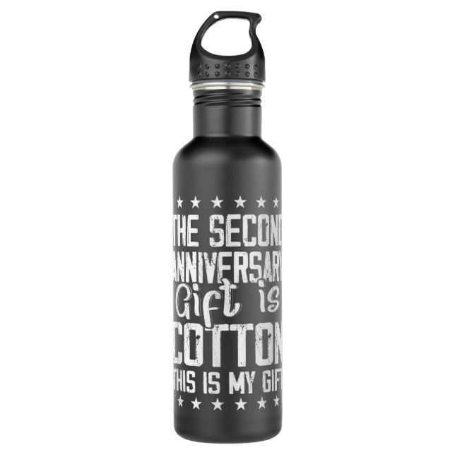 2nd Wedding Anniversary Cotton Him Husband Her 710 Ml Water Bottle (Front)