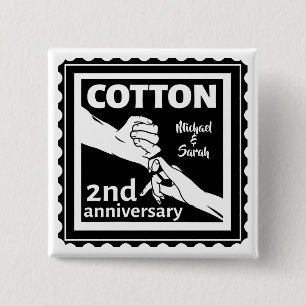 2nd Wedding anniversary couple holding hands 15 Cm Square Badge