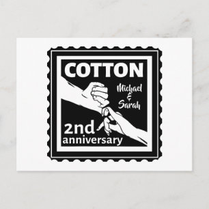 2nd Wedding anniversary couple holding hands Postcard