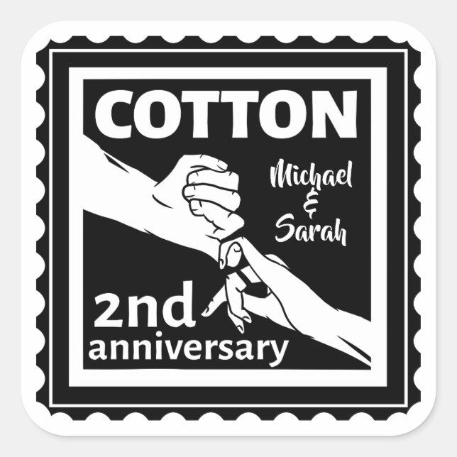 2nd Wedding anniversary couple holding hands Square Sticker (Front)