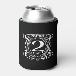 2nd wedding anniversary distressed crest can cooler