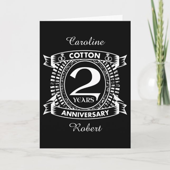 2nd wedding anniversary distressed crest card (Front)