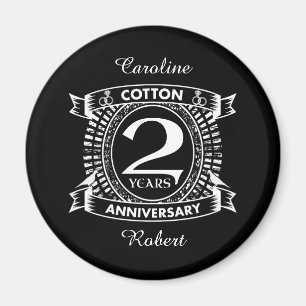 2nd wedding anniversary distressed crest magnet