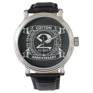 2nd wedding anniversary distressed crest watch