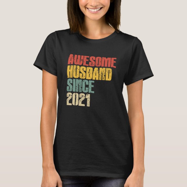 2nd Wedding Anniversary for Him Awesome Husband Si T-Shirt (Front)