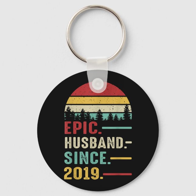 2nd Wedding Anniversary Gift for Him Epic Husband Key Ring (Front)