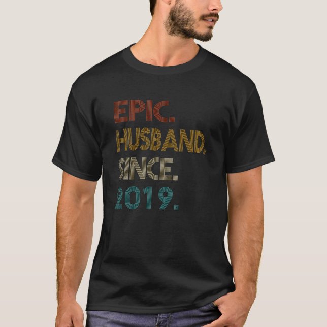 2Nd Wedding Anniversary Gift Him - Epic Husband Si T-Shirt (Front)