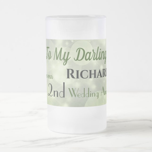 2nd Wedding Anniversary Husband Frosted Glass Beer Frosted Glass Beer Mug (Center)