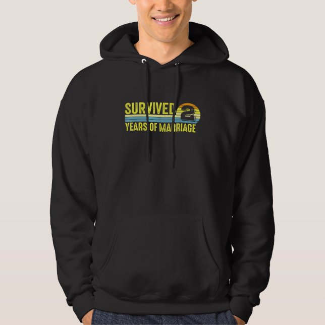 2nd Wedding Anniversary Husband Wife Couple Vintag Hoodie (Front)