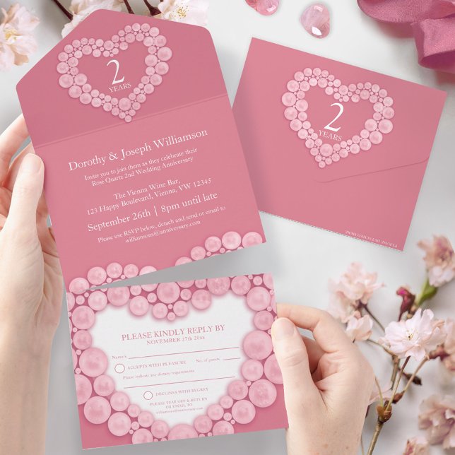 2nd wedding anniversary rose quartz all in one invitation (Creator Uploaded)