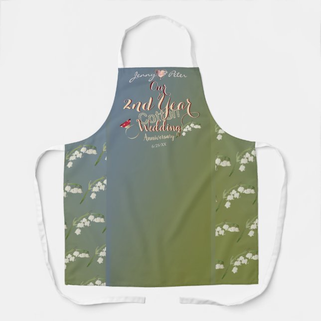 2nd Year Cotton Wedding Anniversary   Apron (Front)