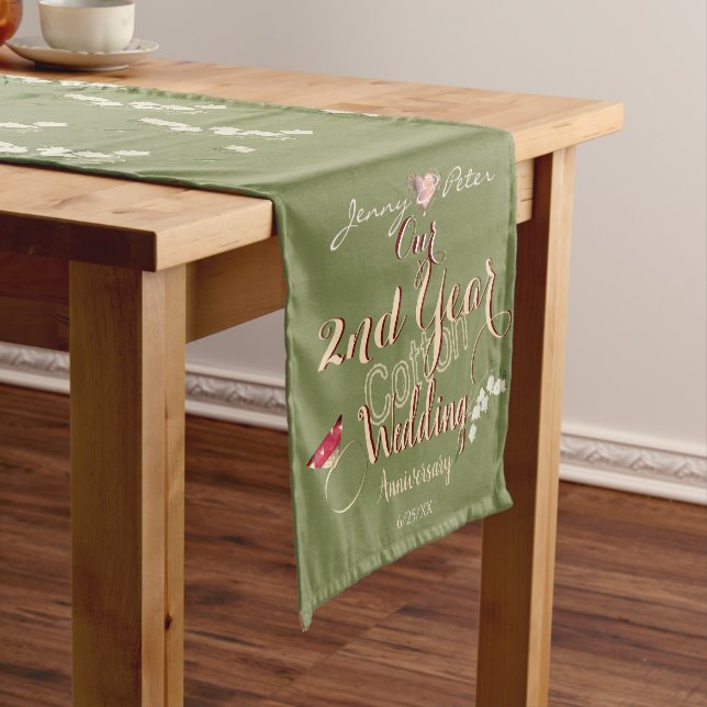 2nd Year Cotton Wedding Anniversary Short Table Runner (In Situ)