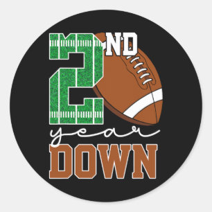 2nd Year Down Football Lover Second Birthday Boy P Classic Round Sticker