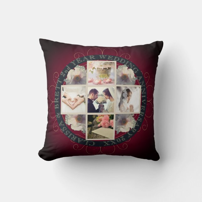 2nd Yr. Wedding Anniversary Smokey Purple Cotton Cushion (Front)