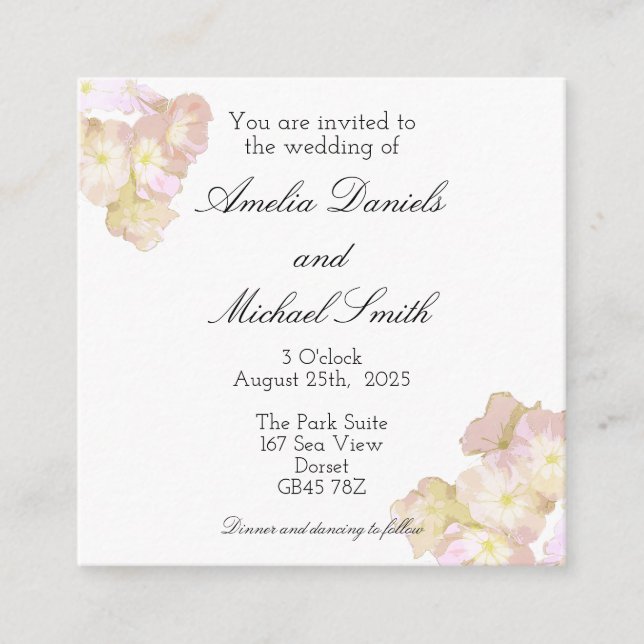 2Pastel Peach & Cream Floral Wedding Invitation (Front)