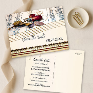 2Romantic Music Themed Save the Date Postcard