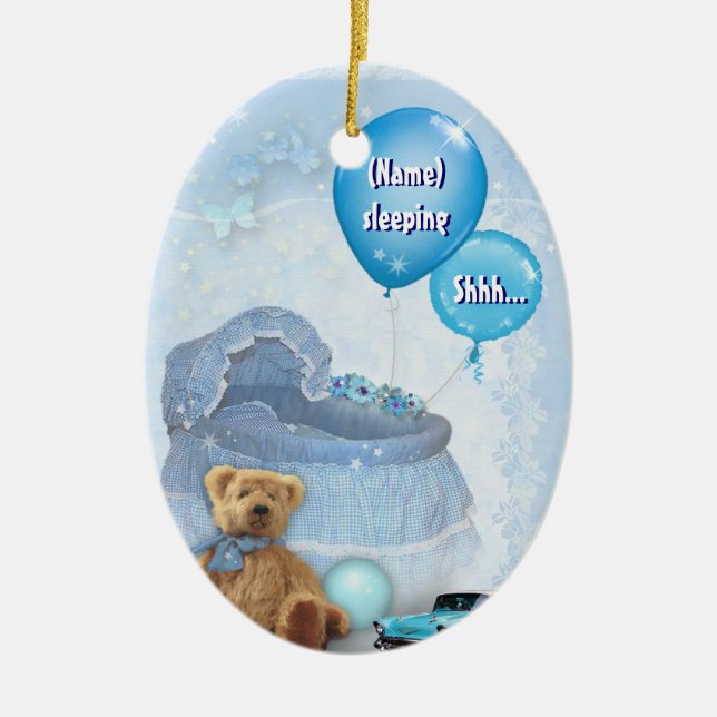 2sided customisable Baby Door Hanger Ceramic Tree Decoration (Front)