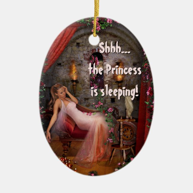 2sided customisable Princess Door Hanger Ceramic Tree Decoration (Front)