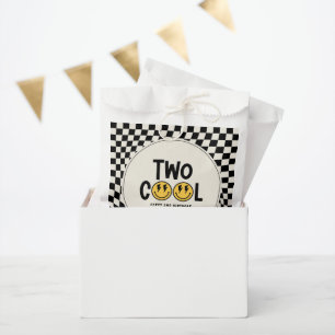 2st birthday smile face retro black white groovy favour bags