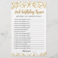 2st Birthday Trivia editable game