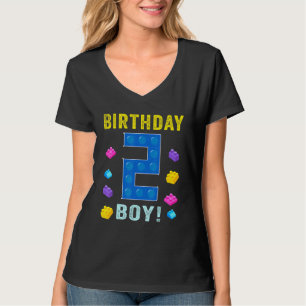 2th Birthday two 2 Years Old Block Building Boys K T-Shirt