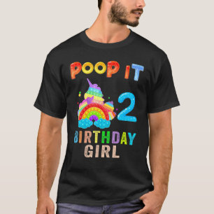 2th Fidget Pop It Birthday Girl Party Two 2 Years T-Shirt