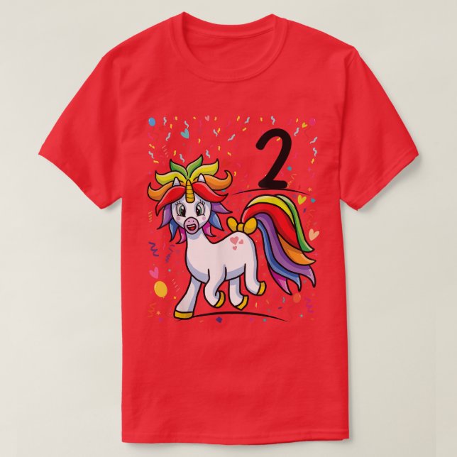 2th party Bday 2 years Unicorn Party 2th Birthday  T-Shirt (Design Front)