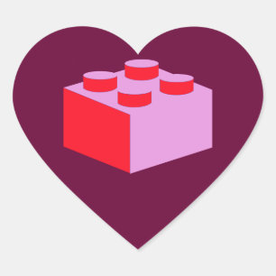 2x2 Brick by Customise My Minifig Heart Sticker