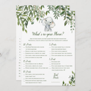 2x Games Elephant Baby Shower 5x7" Size Invitation