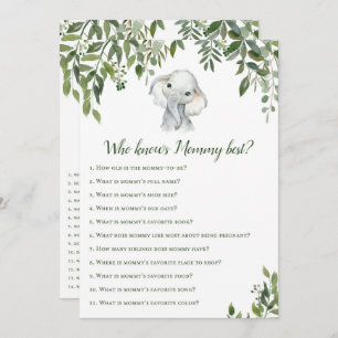 2x Games Elephant Baby Shower 5x7" Size Invitation