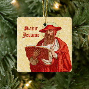 2x St. Jerome as Cardinal with Book (P 004) Ceramic Ornament