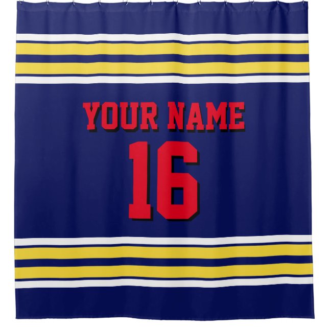 2X Stripes red text Shower Curtain (Front)