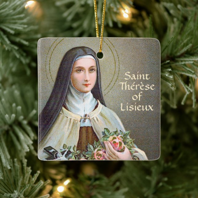 2xSt. Therese of Lisieux (BJE 01) Square Ceramic Ornament (Tree)