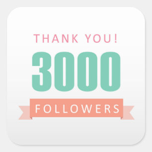 3000 followers Thank you-social media gratitude Square Sticker